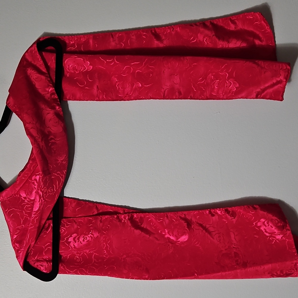 Elegant Solid Pink Floral Scarf Neck, Hair Bow Wrap Shawl 10.5x27.5